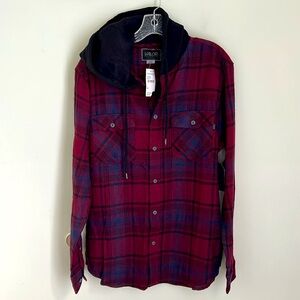 Valor Men's Red Plaid Hooded Shirt